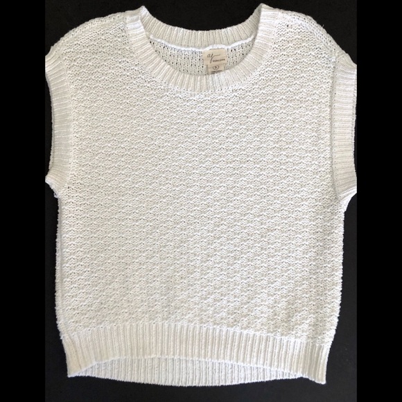 Andrea Jovine Sweater Vest White Knit Preppie Hippie Boho - Picture 2 of 4